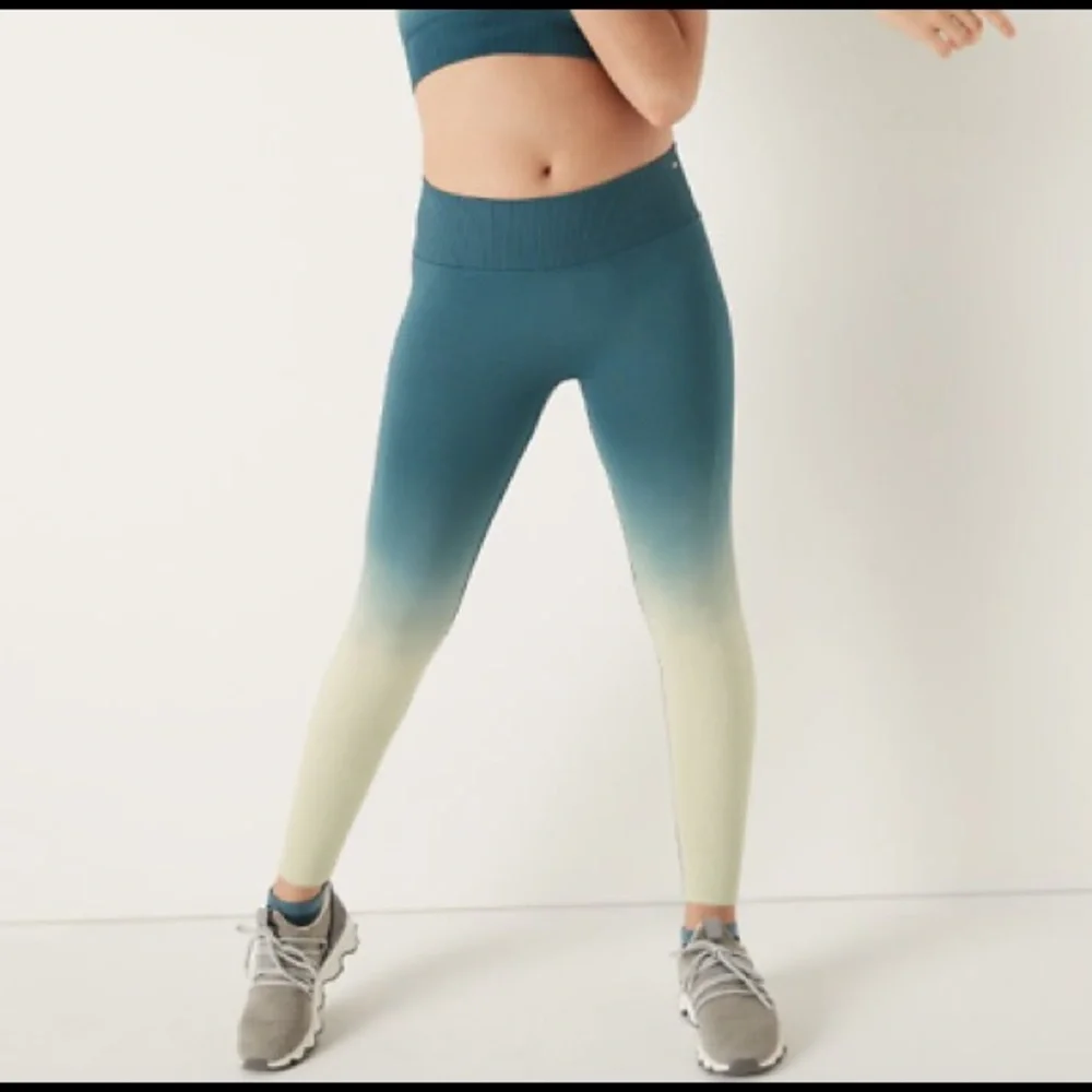 Victoria Secret PINK Tight Womens Seamless High Waist Rib Blue Leggings - Picture 1 of 6